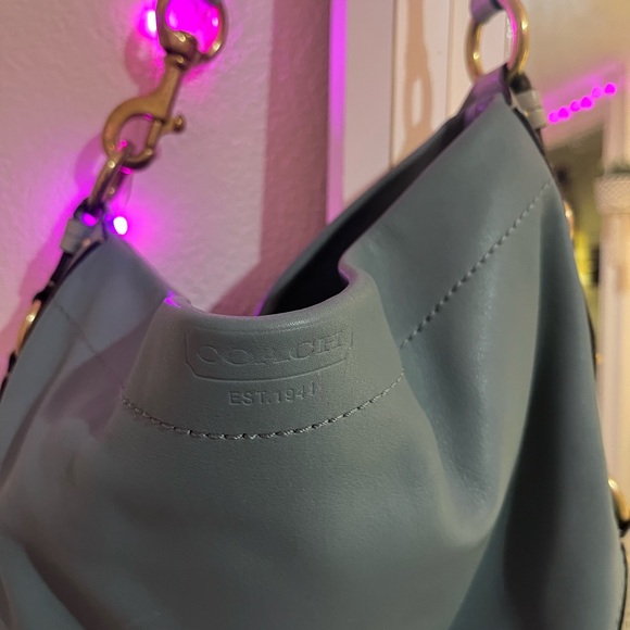 Coach Legacy Robin Egg Blue Leather Shoulder Bag – Chic & Slouchy! - Picture 3 of 7